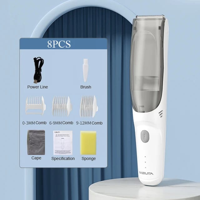 Baby Hair Clipper with Vacuum, Silent Kids Hairs Trimmer Kit with 3 Ceramic Blade Guide Combs, Waterproof & USB Charge for Children Infant Boys Girls