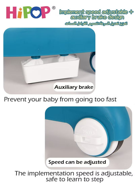 Baby Walker 3 in 1,with Parent Push Handle and Adjustable Height Cushion,Attractive Toys and Entertaining Music,Anti-Rollover Baby Stroller