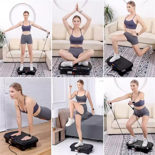 Vibration Plate Exercise Machine, Full-Body Fitness Platform with Resistance Bands for Home Workout Equipment and Speed Control