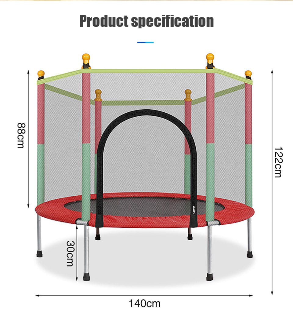 Indoor trampoline priced in yuan, jumper for kids and adults, kids’ jumping trampoline, children’s trampoline with safety railing for fitness, thick springs, shock-absorbing, non-slip