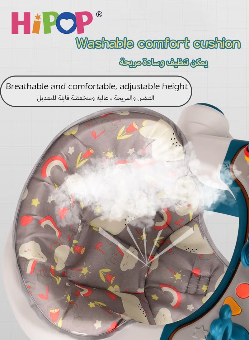 Baby Walker 3 in 1,with Parent Push Handle and Adjustable Height Cushion,Attractive Toys and Entertaining Music,Anti-Rollover Baby Stroller