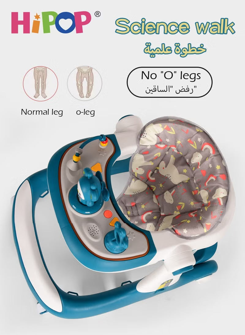 Baby Walker 3 in 1,with Parent Push Handle and Adjustable Height Cushion,Attractive Toys and Entertaining Music,Anti-Rollover Baby Stroller