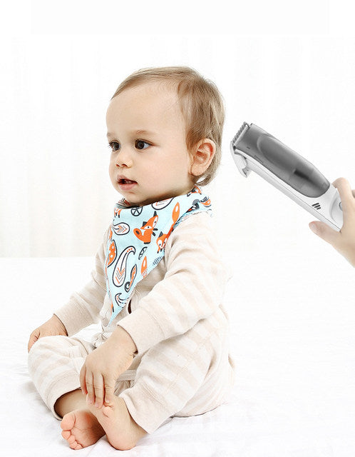 Baby Hair Clipper with Vacuum, Silent Kids Hairs Trimmer Kit with 3 Ceramic Blade Guide Combs, Waterproof & USB Charge for Children Infant Boys Girls