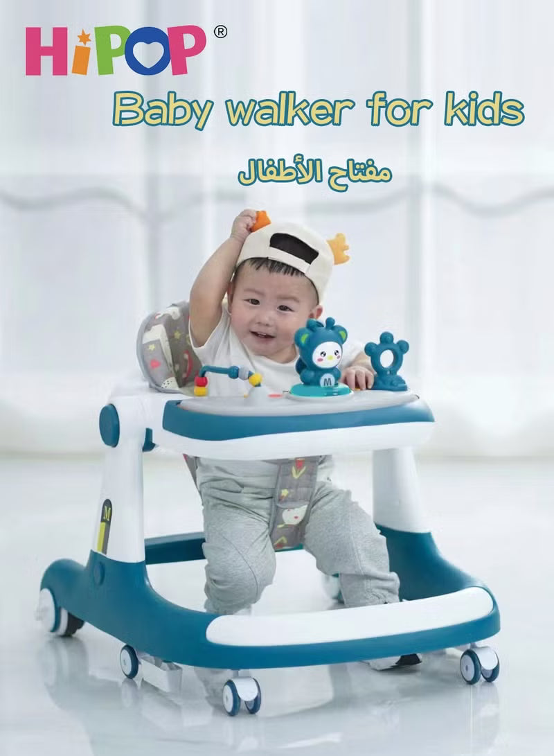 Baby Walker 3 in 1,with Parent Push Handle and Adjustable Height Cushion,Attractive Toys and Entertaining Music,Anti-Rollover Baby Stroller
